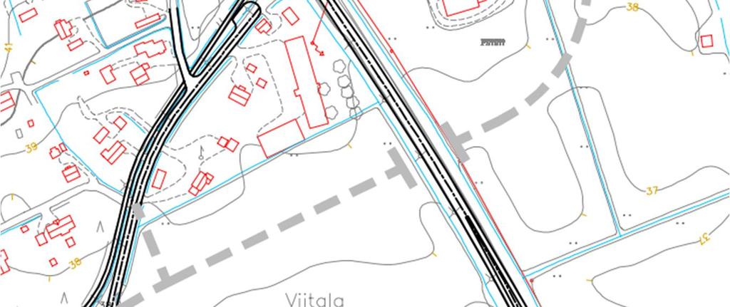 (kuva 7) Vaihtoehdon ensimmäinen vaihe on samanlainen, jossa Leinosentien haara porrastetaan etelämmäksi ja porrastettu liittymä
