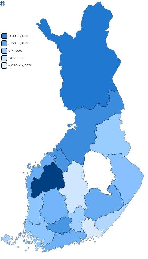 Ulkomaisten yöpymisten keskimääräinen muutos maakunnissa talvikausina (marras-huhtikuu) 2012-2016, % Muutos keskimäärin talvi 2012-2016 Etelä-Pohjanmaa 13 % Lappi 7 % Pohjois-Pohjanmaa 5 %