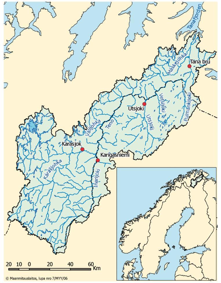 9 m 3 /s. Pitkän rajajoen ja sen ympäristöllisen, taloudellisen ja kulttuurisen merkityksen vuoksi siitä on muodostunut tärkein rajavesi Norjan ja Suomen välille.