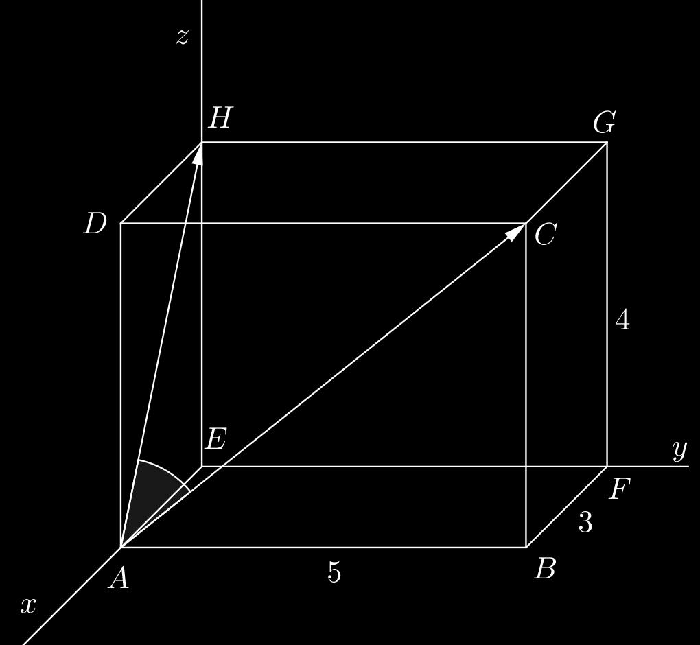10 Sijoitetaan särmiö koordinaatistoon siten, että kärki E on origossa ja kolme kärkeä positiivisilla koordinaattiakseleilla.
