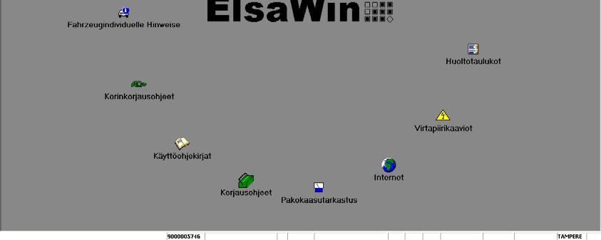 /1/ Kuva 9 ELSAWin:n aloituskuva ELSAWin:n käyttöliittymä on Windows-pohjainen, jolloin kuvakkeita painelemalla saadaan avattua ja haettua haluttuja toimintoja.
