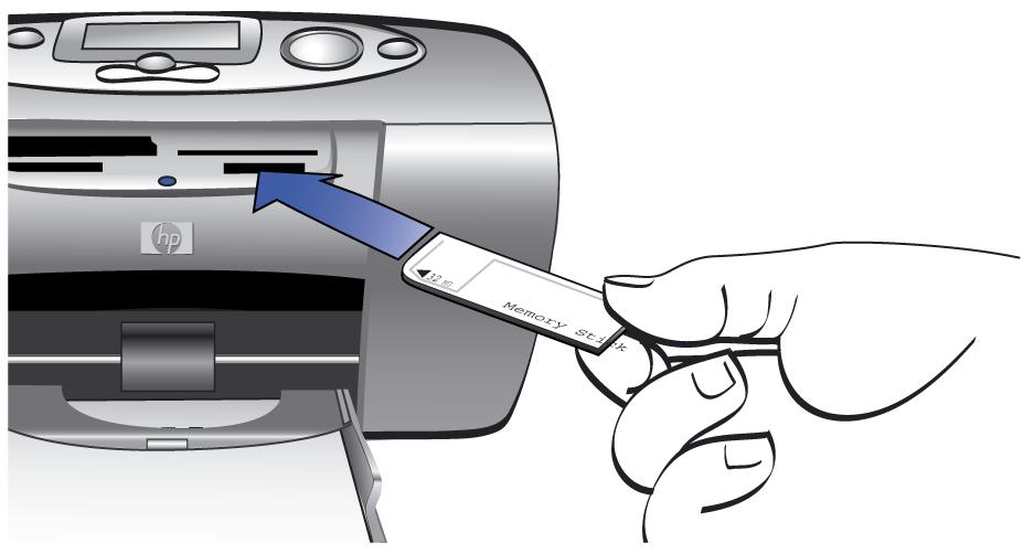 Memory Stick -muistikortin asettaminen tulostimeen Avaa syöttölaitteen kansi. Työnnä muistikortti oikeanpuoleiseen alempaan korttipaikkaan.
