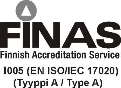 I005/A12/2017 Liite 1 / Appendix 1 Sivu / Page 1(10) AKKREDITOITU TARKASTUSLAITOS ACCREDITED INSPECTION BODY INSPECTA OY Tunnus Code Tarkastuslaitos Inspection body Osoite Address www www I005