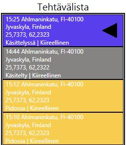 Lopuksi luvussa 5.6 esitellään ohjelman asetussivua. 5.2 Tehtävälista Hätäkeskusohjelman tehtävälistassa kuvassa 5.2 näkyvät järjestelmään tulleet puhelut.