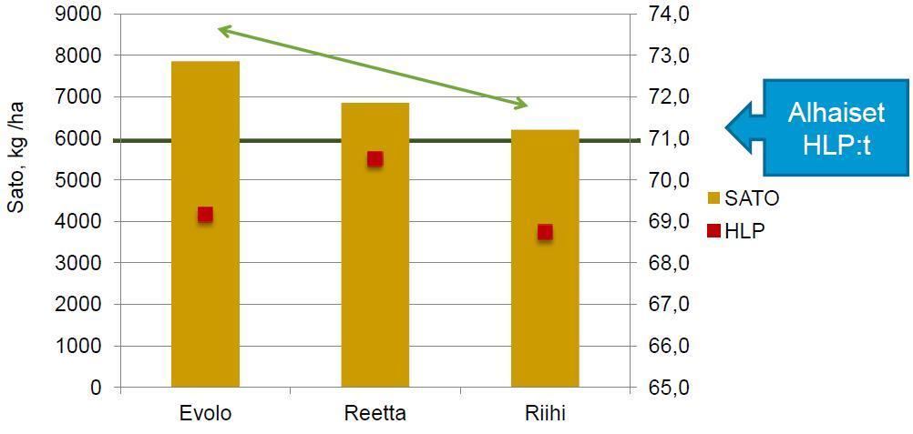 Ruis sato ja HLP 2012 Lähde: R. Suomela & E.