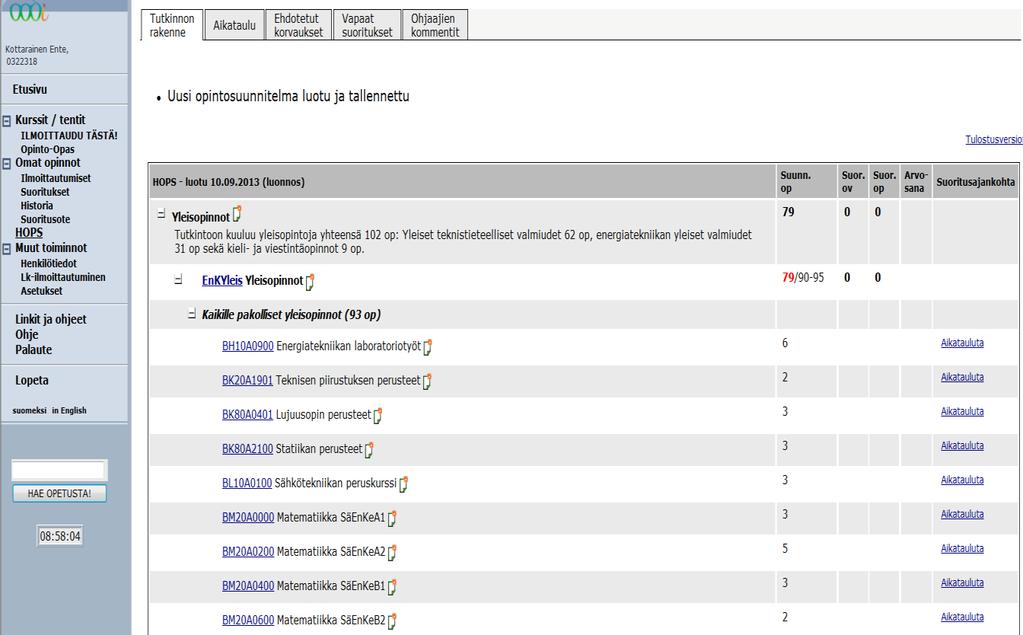 Energiatekniikan koulutusohjelma 4 Ruudullesi aukeaa HOPS, jonka muokkaat vielä itsellesi henkilökohtaiseksi eli teet tarvittavat