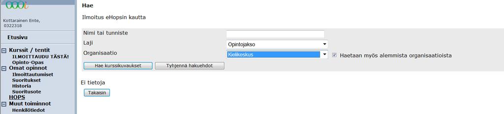 Valitse joko Teknisk svenska tai Svenska för teknologer ohjeiden mukaisesti (kuva 8).