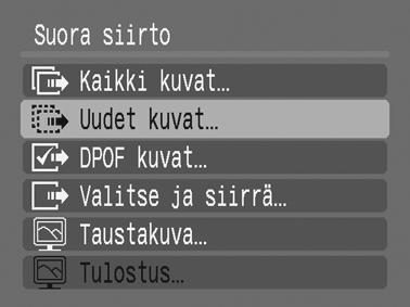 30 Kuvien lataaminen tietokoneeseen Aloittaminen 1. Vahvista, että Suora siirto-valikko näkyy kameran LCDnäytössä. -painike palaa sinisenä.