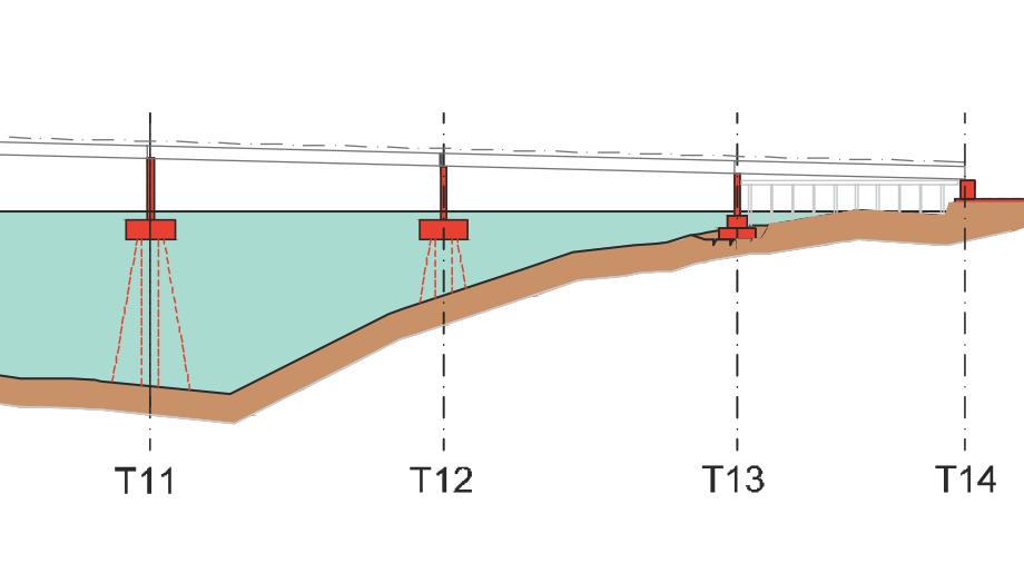 73 (108) Kuva 53. Kruunuvuorensillan maatuen ja välitukien perustamistavat Kruunuvuorenrannan päässä (WSP Finland Oy, 2015a).