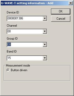 U-WAVE-T setting informationissa lisätään tietoihin laitteen ID-koodi, joka sijaitsee lähettimen kyljessä olevissa tiedoissa.