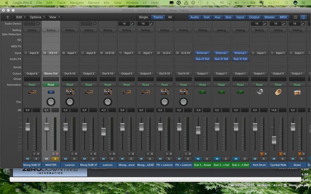 40 Kuvio 14. Logic Pro X mikseri. Kuva Christer Jokela 2016.
