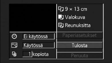- kaikkien tulostusmerkintöjen poistaminen. HUOMIOITAVAA tulee niiden kuvien kohdalle, joita ei voi tulostaa. Videokamera kannattaa kytkeä verkkolaitteeseen.