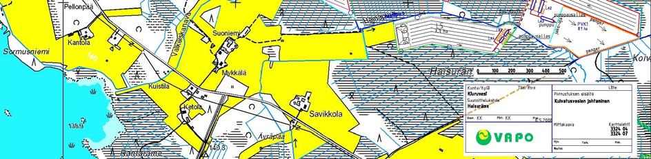 Haisurämeen hankealueella puhdistetut kuivatusvedet johdetaan laskuojalla pintavalutuskenttien kautta alapuoliseen vesistöön.