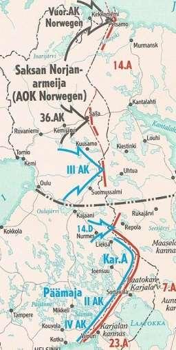 SUOMEN RINTAMATILANNE HEINÄKUUN ALUSSA 1941 Karjalan Armeija oli suurin koskaan Suomessa perustettu sotatoimiyhtymä. 14.