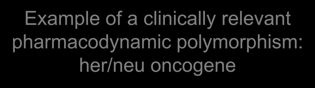 Example of a clinically relevant pharmacodynamic polymorphism: her/neu oncogene Trastuzumab (Herceptin ) Monoclonal antibody against