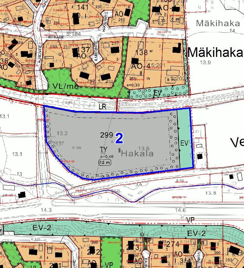 Kohde 2. Kortteli 299. Maanomistajana Laihian kunta. Pinta-ala n. 3,0 ha. Kaavanmuutos kaupallisia tiloja mahdollistavaksi kaavaksi.