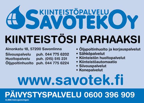 U 3 1, 5 7 1 3 0 S A V O N L I N N A tervetuloa