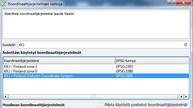 33 KKJ koordinaattijärjestelmässä. Painettuja karttoja georeferoitaessa on aina tiedettävä, missä koordinaatistossa ne ovat, jotta georeferointi onnistuu oikealla tavalla. 1.