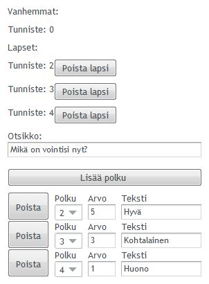 Lisättäviä tehtäväkomponenttityyppejä ovat tekstikomponentti, monivalintakomponentti, liukusäädinkomponentti, sensorikomponentti, mediakomponentti ja hälytyskomponentti, joista projektissa ehdittiin