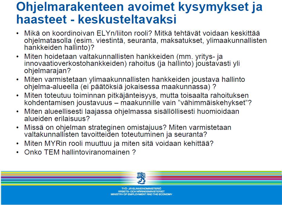 TEM:n jatkokysymykset koheesiotyöryhmän