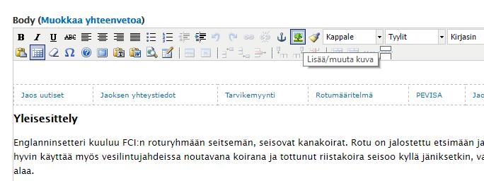 Kanakoirakerho - websivujen ylläpito 6 Tämän jälkeen aukeaa seuraava ikkuna näkyviin: 4.