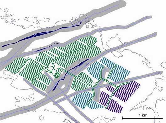 POSIVA OY PERIAATEPÄÄTÖSHAKEMUS LIITE 11 MAALISKUU 2009 5 (8) 2.4 Infrastruktuuri Kuva 11-4. Maanalaisen laitososan sijainti Olkiluodon kallioperässä.