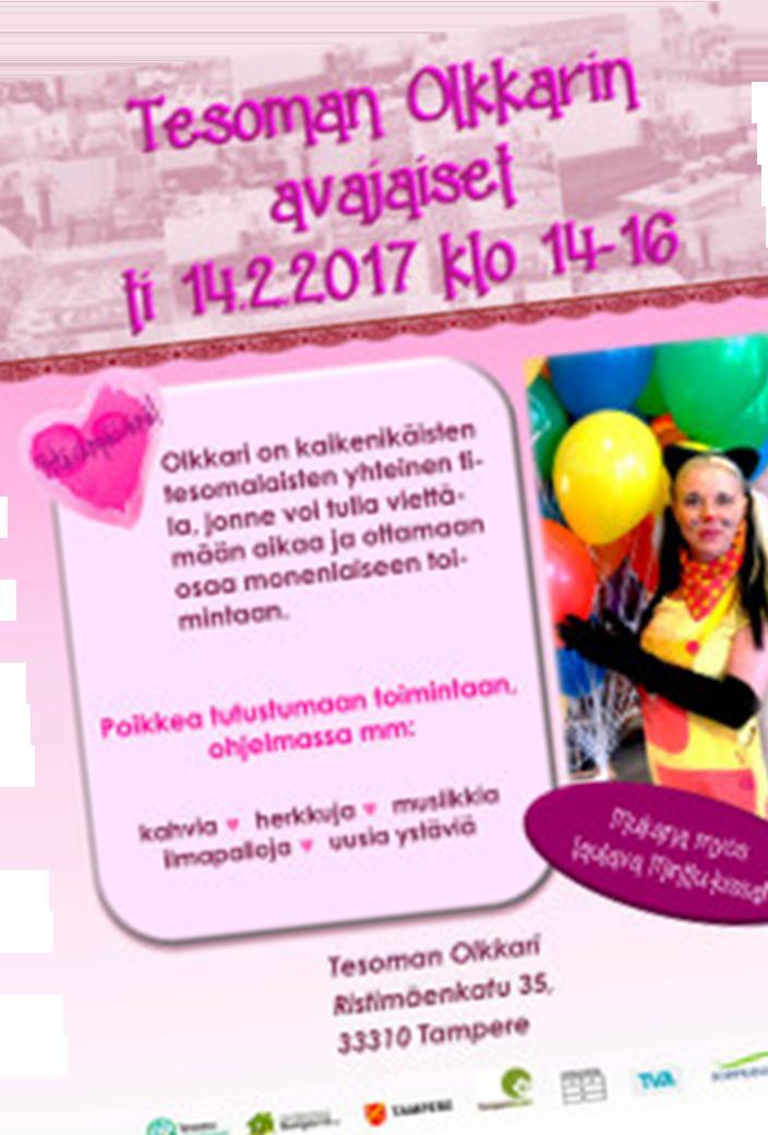 Tesoman Olkkari, jalkautuvat palvelut ja alueportaali Tesomalla pilotoidaan 2/2017-03/2018 ajan palvelumallityön tavoitteita edistävää lähitorityyppistä toimintaa.