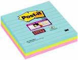 Ruudutettuna tai blankona Post-it SuperSticky Miami Viivallisten Post-it -viestilappujen uusi Miamivärilajitelma.