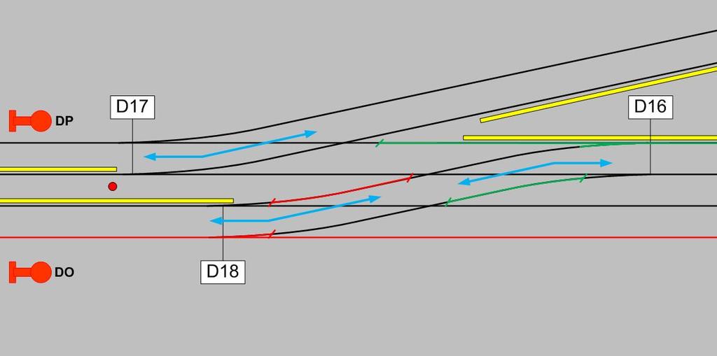 Vaihdekujan D16 D18 geometrinen rakenne oli sellainen, että metrojuna voi ajaa hyvin lähelle viereistä raidetta ilman, että viereisen raiteen vaihdeosuus varautuu, vaikka juna on viereistä raidetta