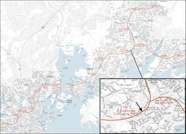 1 ONNETTOMUUS 1.1 Tapahtuma-aika ja -paikka Kaksi metrojunaa törmäsi toisiinsa Helsingissä Itäkeskuksen metroaseman itäpäässä tiistain ja keskiviikon 27.7.2016 välisenä yönä kello 2.00. Kuva 1.