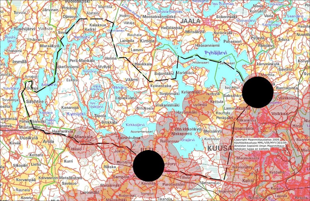3 (8) Kuva 1. Maakuntaliiton määrittelemä hankealue on rajattu karttaan mustalla katkoviivalla.