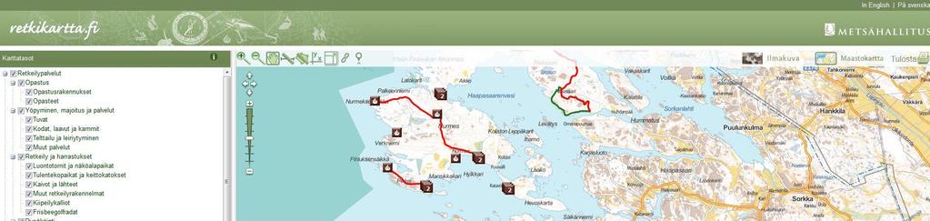 Miten näkymälinkki luodaan Avaa www.retkikartta.fi ja zoomaa kartta haluamaasi paikkaan, halutulle mittakaavatasolle (tai hae paikannimi- tai kohdehakutoiminnolla).