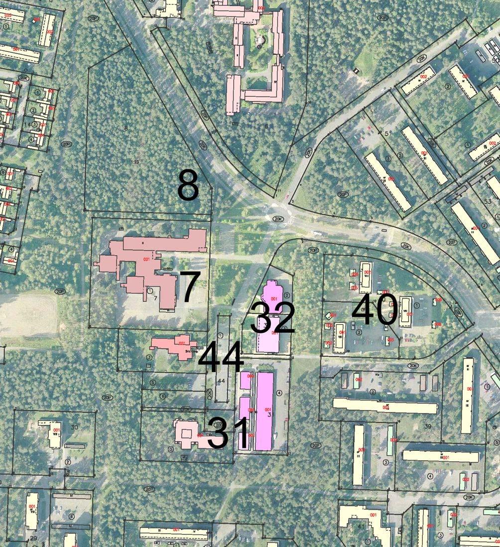 Sivu 10 Asemakaavan selostus, Kaukovainion keskus 564-2147 8 Kuva: Kaukovainion keskuksen korttelit. Alueen eteläosassa sijainnut päiväkoti purettiin vuoden 2015 lopussa.