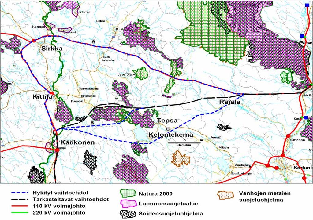 14 YMPÄRISTÖVAIKUTUSTEN ARVIOINTISELOSTUS TARKASTELTAVAT VAIHTOEHDOT Arviointiohjelman yhteysviranomaisen lausunnossa ja arviointiohjelmasta saaduissa mielipiteissä esitettiin kolme uutta näkemystä