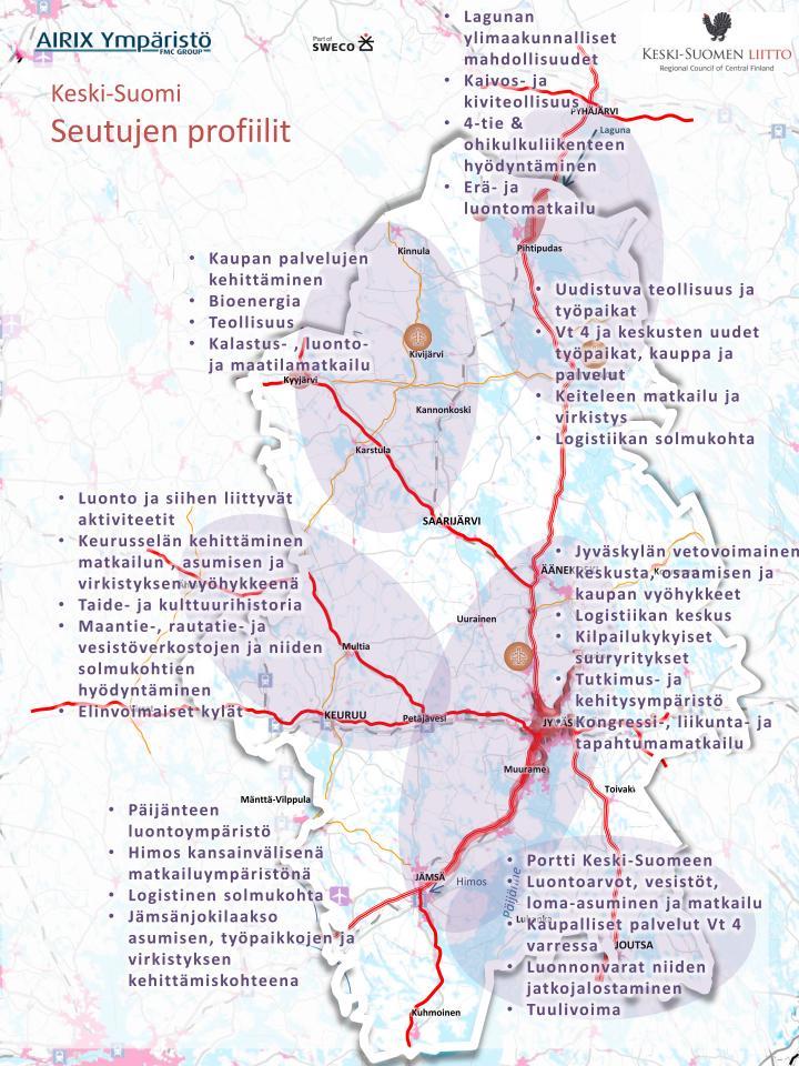 Seutujen profiilit Kehittämistavoitteet rakentuvat vahvojen ja erityispiirteisiin pohjautuvien profiilien kautta Luonto, luonnonvarat, logistiikka, osaaminen,