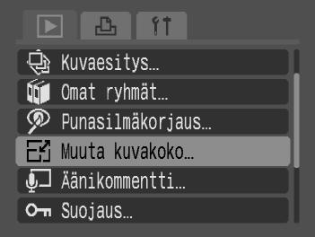 = Kuvakoon muuttaminen Voit tallentaa suurella kuvakokoasetuksella tallennetun kuvan uudelleen uutena tiedostona, jonka kuvakokoasetus on pienempi. Valitse [Muuta kuvakoko].