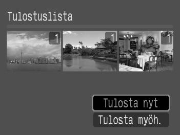 Tulostettavien kuvien määrittäminen (DPOF) Tulostaminen tulostuslistasta (DPOF) Voit tulostaa valitut kuvat helposti, kun olet määrittänyt tulostuslistan (DPOF) ja kytkenyt kameran tulostimeen.