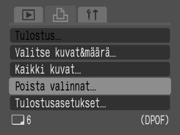 Tulostettavien kuvien määrittäminen (DPOF) Tee haluamasi asetukset. Valitse [OK] qr-painikkeilla ja paina sitten m-painiketta.