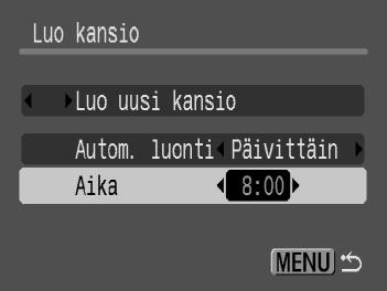 Uudet kuvat tallennetaan uuteen kansioon. Kansioiden luominen päivän ja ajan mukaan Voit määrittää päivän ja ajan kansion luomista varten.