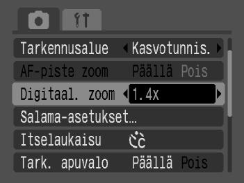 Kaukana oleviin kohteisiin tarkentaminen Digitaalinen telejatke Objektiivin polttoväliä voidaan lisätä 1,4x:n ja 2,3x:n kertoimella.