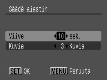 Valotus- ja valkotasapainoasetus lukittuvat ensimmäiselle kuvalle määritettyihin asetuksiin.