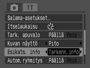 Tarkennuksen tarkastaminen välittömästi kuvaamisen jälkeen (Tarkenn. info) Voit tarkistaa heti kuvaamisen jälkeen, tarkensiko kamera kohteeseen.