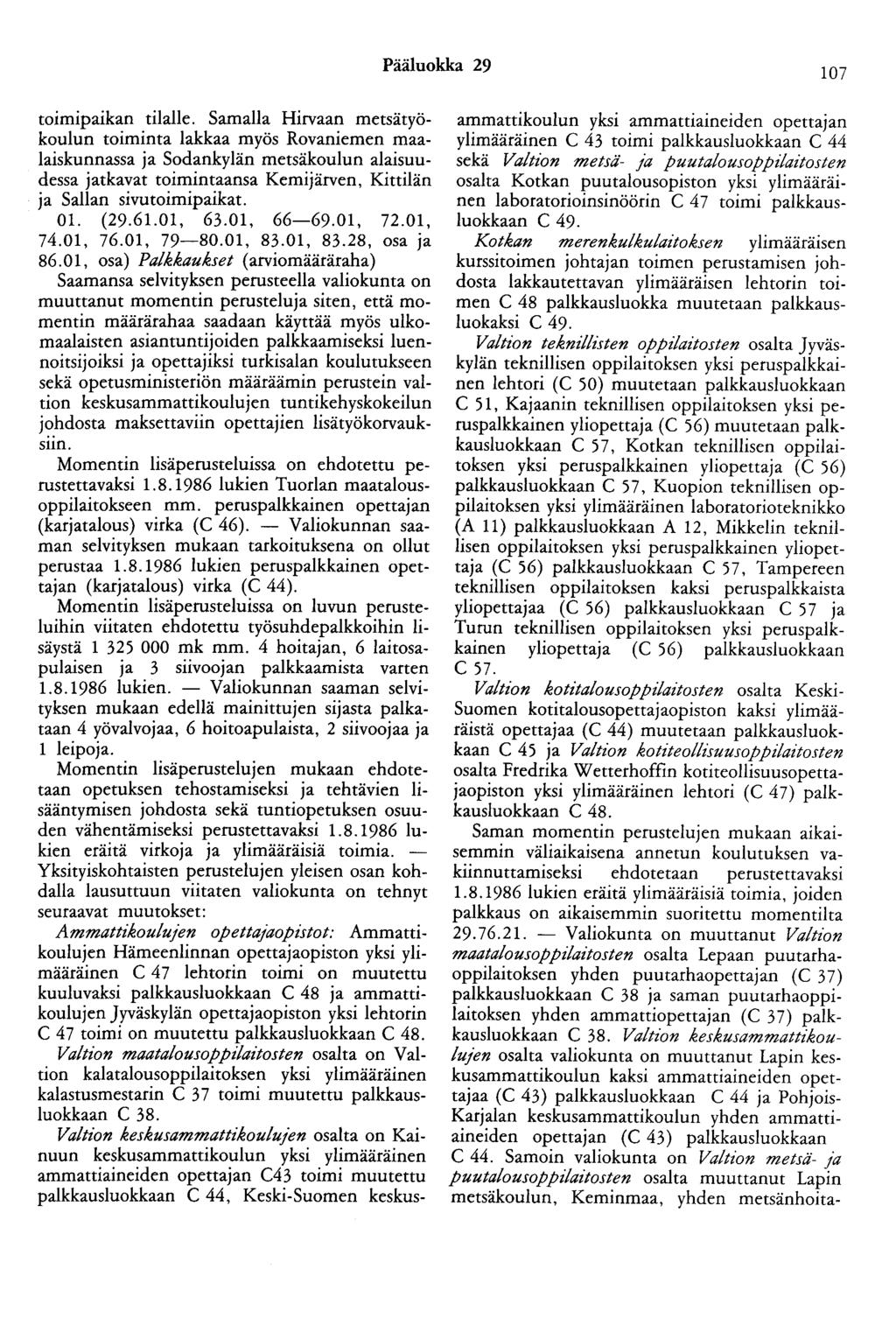 Pääluokka 29 107 toimipaikan tilalle.