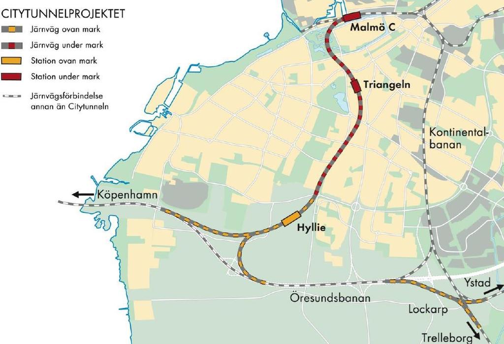 Vanha rautatieasema Junat voivat nykyisin jatkaa suoraan kohti Kööpenhaminaa Keskustan uusi asema Rakennetaan tunneliin Malmö yhdistyy kolmella