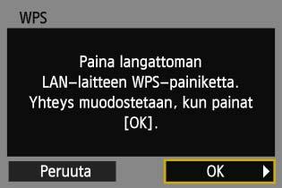 Helppo yhteys WPS:n avulla (PBC-tila) 3 4 5 6 Valitse web-palvelu. Valitse yhdistettävä web-palvelu ja paina sitten <0>-painiketta. Näkyviin tulevan luettelon sisältö ja lajittelu riippuu asetuksista.