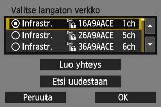 Valitse tukiasema <V>-painikkeilla ja paina sitten <0>-painiketta. Valitse [OK] ja siirry seuraavaan näyttöön painamalla <0>-painiketta (s. 117).