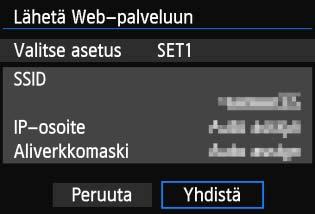 Valitse yhdistettävä kohde ja paina sitten <0>-painiketta. Kun [Lähetä kohteeseen]-näyttö (s. 125) tulee näkyviin, valitse kohde ja siirry vaiheeseen 4. Muodosta yhteys.