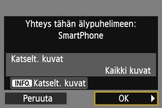 Yhteyden muodostaminen infrastruktuuritilan avulla Muut kuin aakkosnumeeriset merkit näytetään muodossa 8. 4 5 6 Yhdistä kameraan.