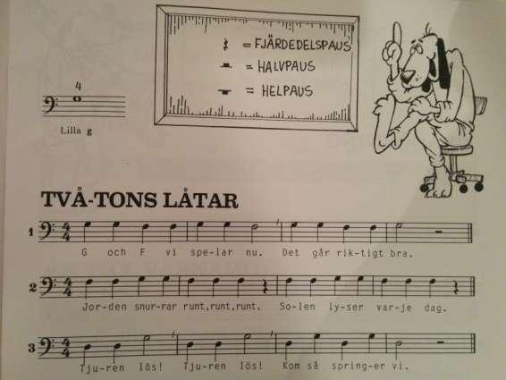 19 4.1.4 Tobbe Trombon's första spelbok Janne Lindkvistin ja Connie Roslundin (1991) Tobbe Trombon's första spelbok on ruotsalainen pasuunansoiton alkeisteos, jossa Tobbe-niminen koira toimii