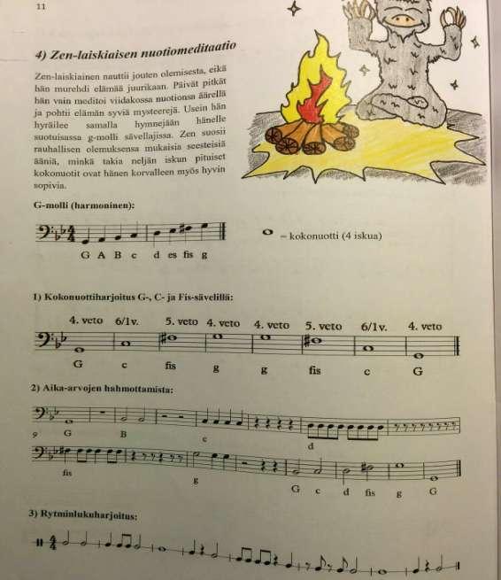 opettelun mukaan harjoitteluun. Tämän lisäksi opetellaan myös lukemaan eri mittaisia taukoja. 33 KUVA 11. Savanni soi ja viidakko pauhaa, sivu 11.